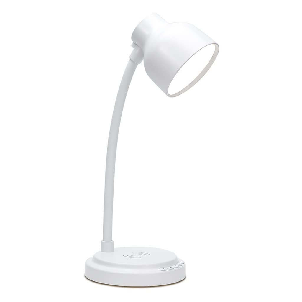 Eye Protection Desk Lamp with Bluetooth Speaker & Wireless Charging - Retro LED Table Lamp for Office, Study, Dorm Reading | 3-in-1 Eye-Caring Light for Work, Homework & Nightstand Use