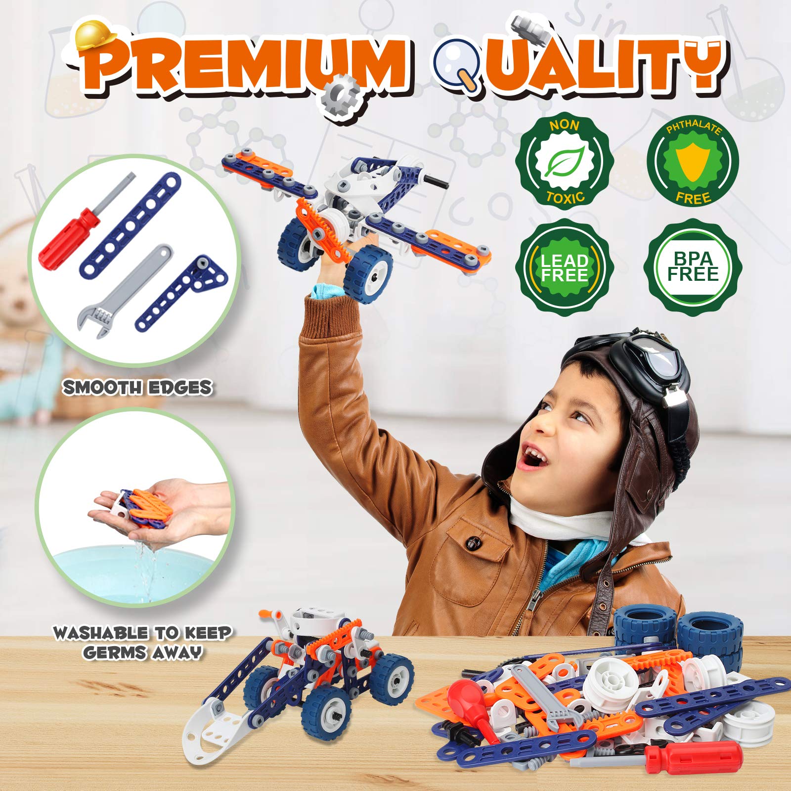 STEM Building Toys for Kids Ages 6-12 | 152PCS DIY 12-in-1 Engineering Construction Set | Educational STEM Toys for Boys & Girls | Perfect for School Projects, Birthday Gifts & Creative Play