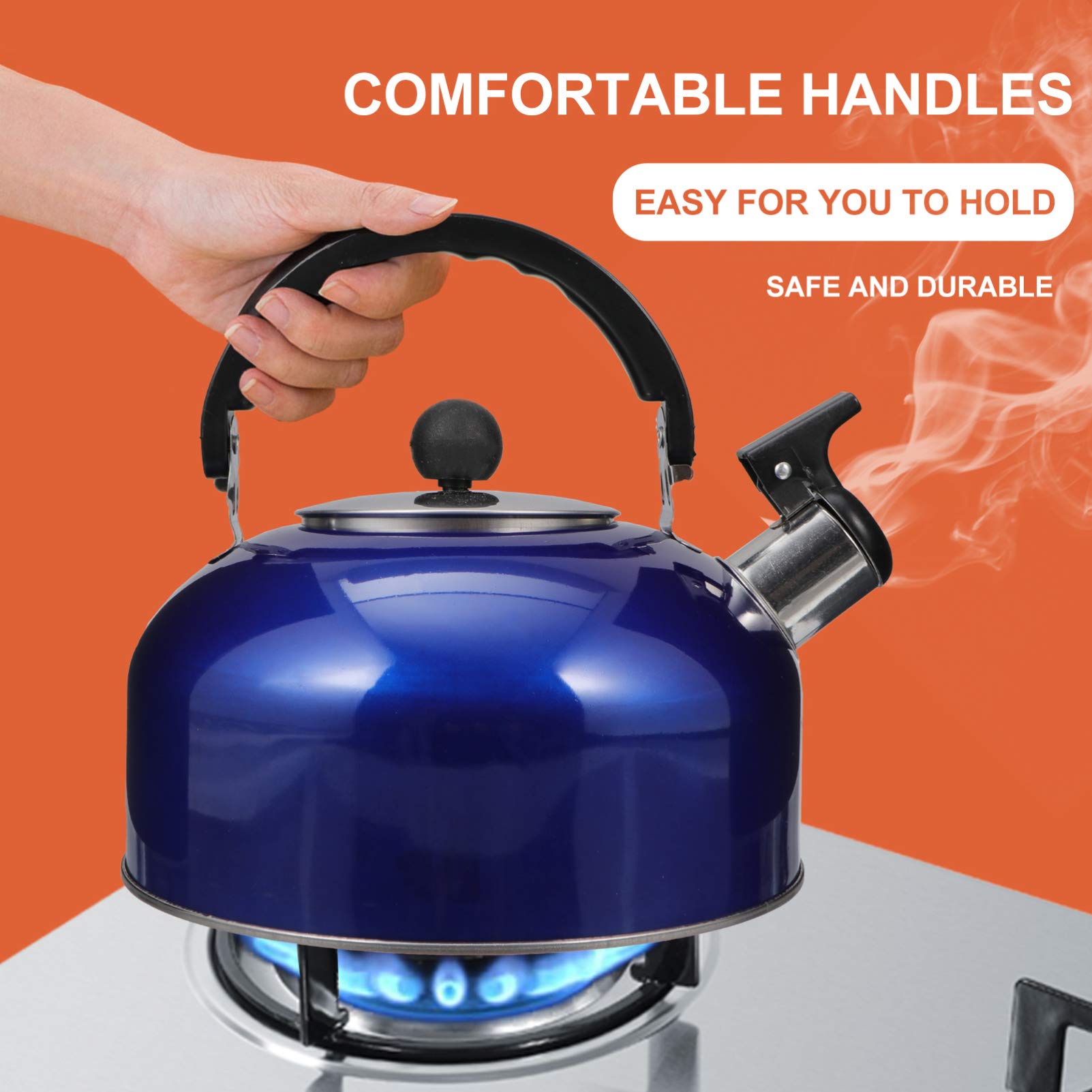 Premium Whistling Tea Kettle - Stainless Steel Stovetop Pot with Loud Whistle for Boiling Water - Perfect for Tea, Coffee & Hot Chocolate Making at Home or Office