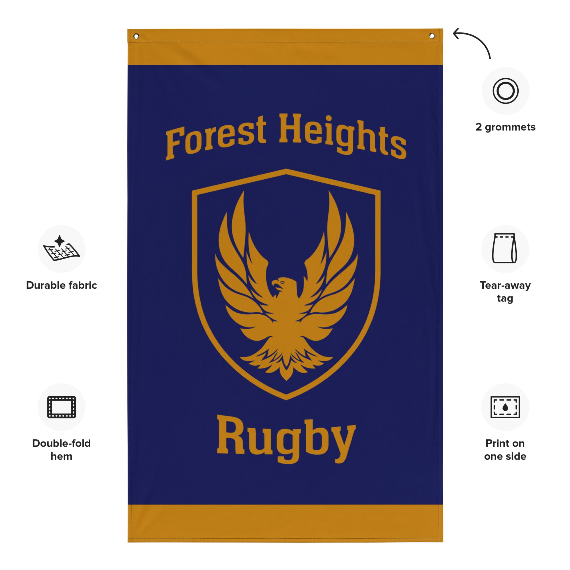 GHFH Rugby Wall Flag - Durable Decorative Sports Banner for Fans - Perfect for Game Rooms, Dorm Decor, and Tailgating Parties