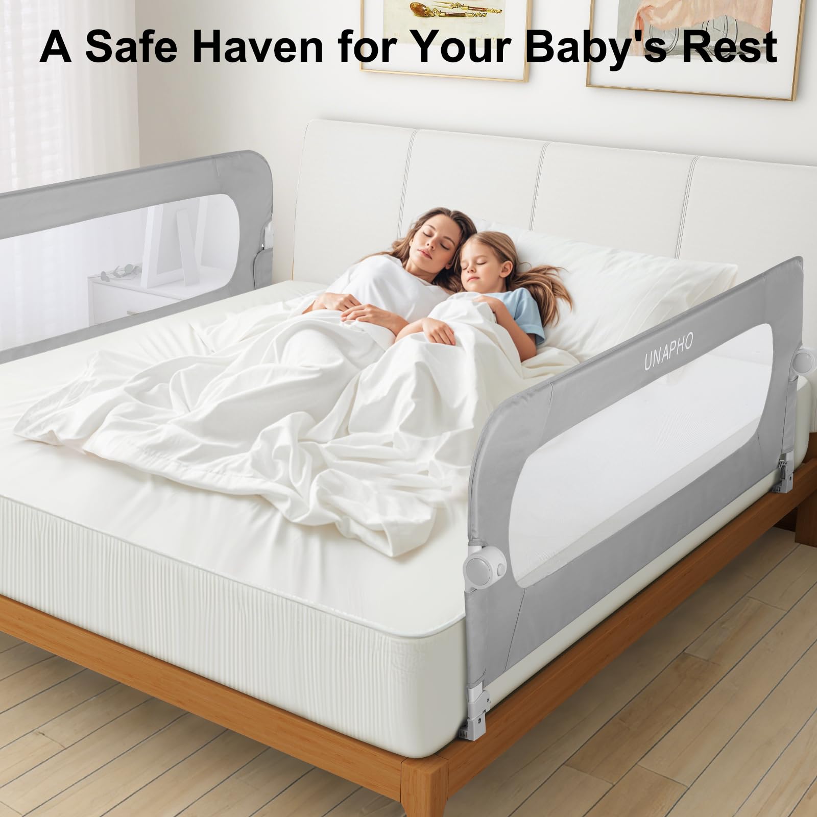 Upgrade Toddler Bed Rail Guard - Adjustable Safety Side Rail for Queen, King, Full & Twin Beds - 59 Inch Grey Baby Bed Rail for Kids - Perfect for Childproofing & Preventing Falls During Sleep