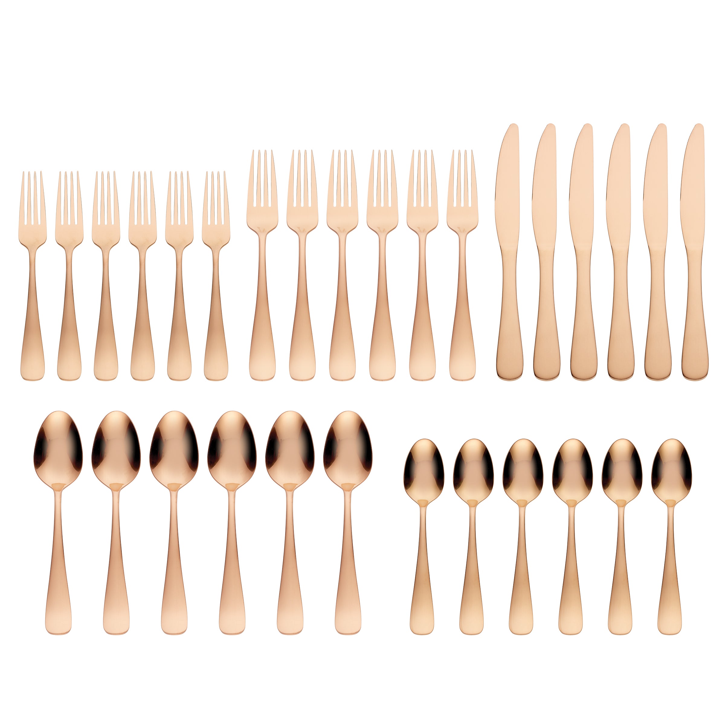 Melodie Copper Titanium 30-Piece Flatware Set - Elegant Stainless Steel Cutlery for Dining, Kitchen & Entertaining - Perfect for Restaurants, Weddings & Dinner Parties