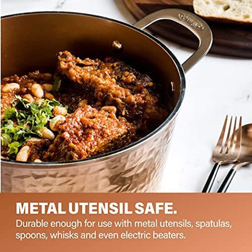 Gotham Steel Hammered Copper 10-Piece Non-Toxic Ceramic Cookware Set - Induction Compatible Pots & Pans, Oven & Dishwasher Safe - Perfect for Home Cooking, Baking & Family Meals