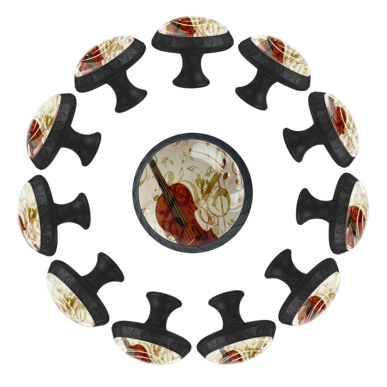 Vintage Rose Violin Cabinet Knobs - 12 Pack for Kitchen & Dresser Drawers