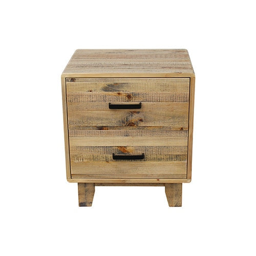Rustic Wood Bedside Table - Nightstand with Storage Shelf for Bedroom, Living Room, or Office - Natural Timber Finish for Cozy Home Decor