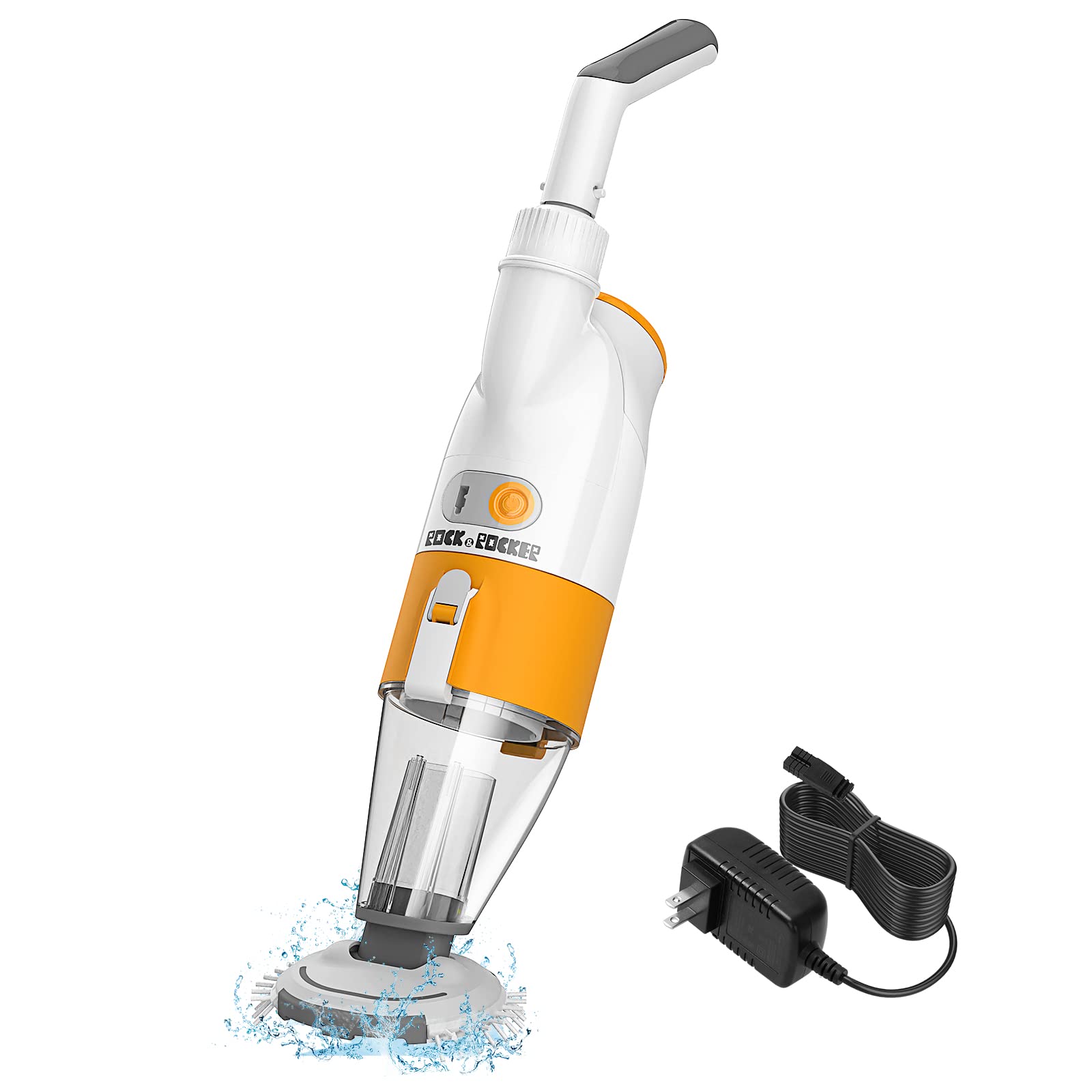 Rock&Rocker Cordless Pool Vacuum Cleaner - Rechargeable Handheld Pool Vac with Brush Head, 60+ Mins Runtime for Above & In-Ground Pools - Removes Leaves, Sand, Debris - Ideal for Pool Maintenance & Quick Cleanups