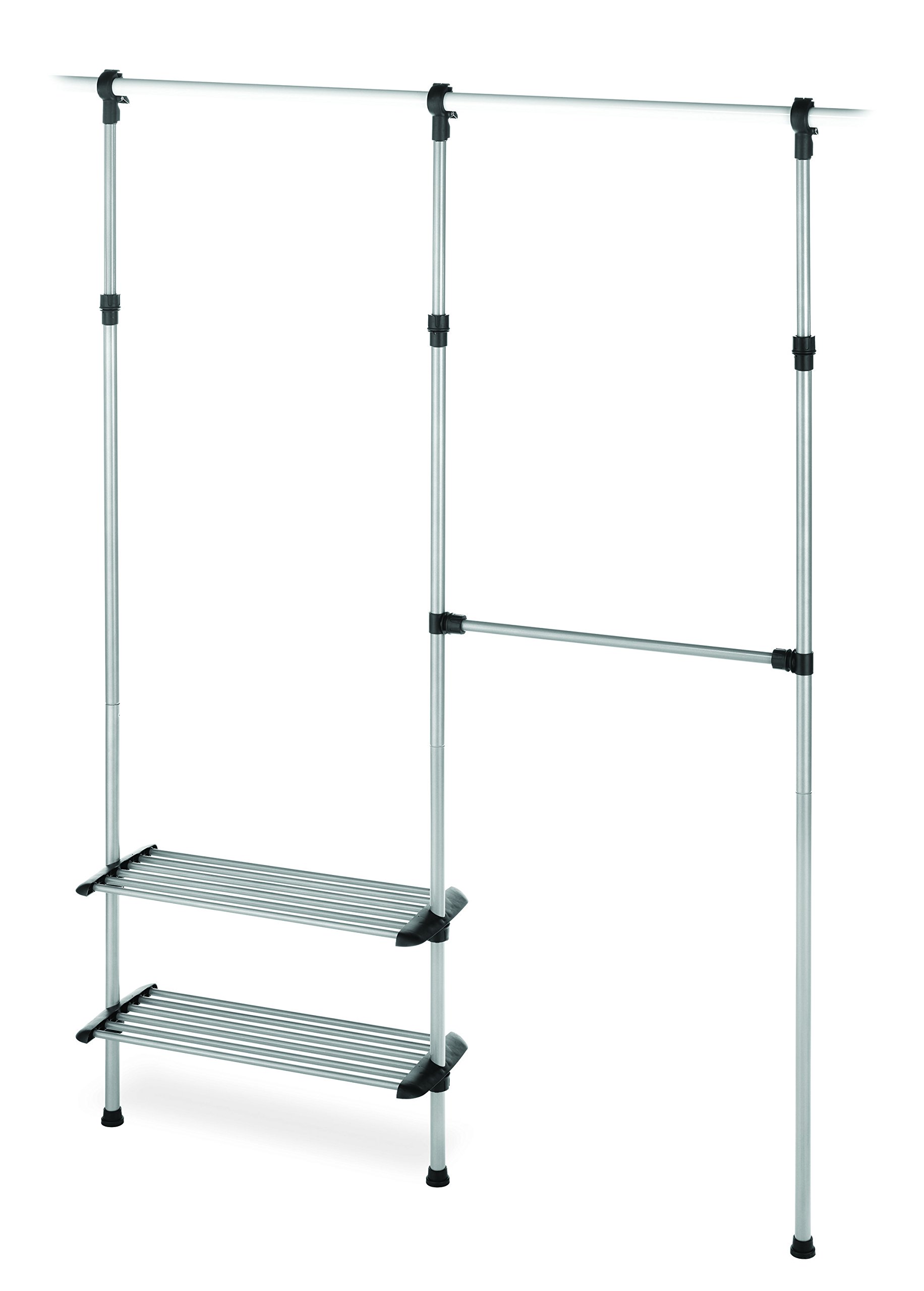 Whitmor 2 Shelf 2 Rod Adjustable Closet Organizer System - Space Saving Closet Storage Solution for Bedroom, Walk-in Closet & Small Spaces