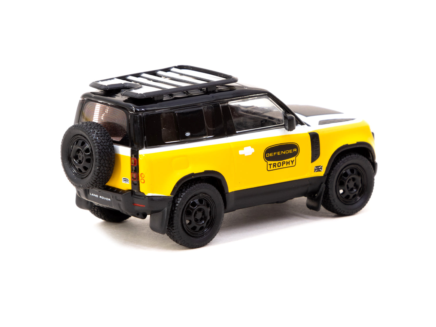 Tarmac Works 1/64 Scale Land Rover Defender 90 Trophy Edition Diecast Model Car - Collectible Miniature SUV for Display & Racing Scenes