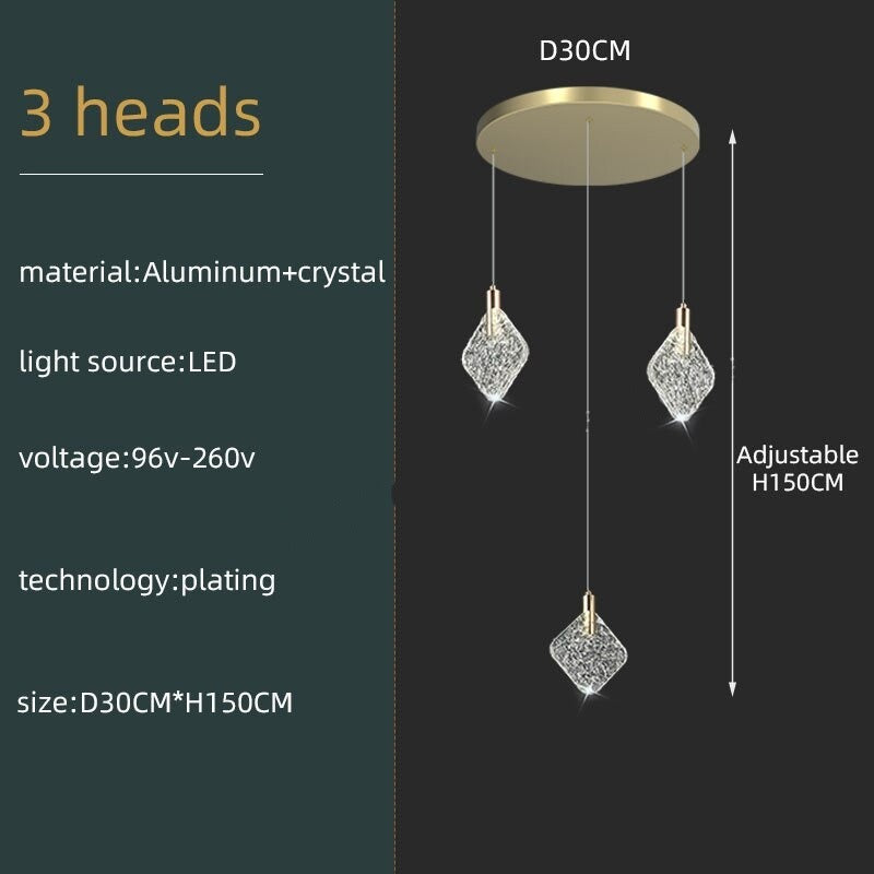 Elegant Square Crystal Pendant Chandelier - Modern Ceiling Light Fixture for Dining Room, Living Room & Bedroom Lighting Decor