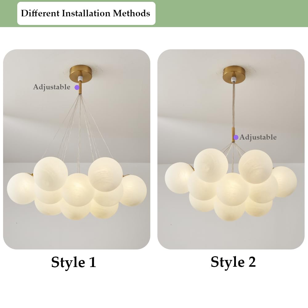 Frosted Glass Bubble Chandelier - Gold 7-Light Globe Pendant Lighting for Kids Room & Nursery Decor | Perfect for Bedroom, Playroom, and Children's Party Decorations