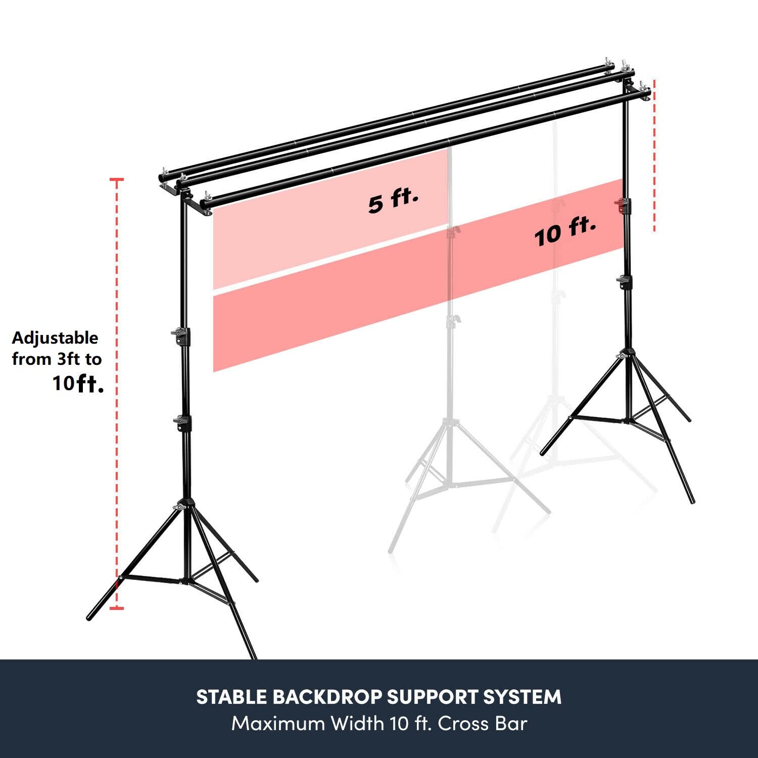 Heavy Duty Backdrop Stand Kit for YouTube, Wedding & Live Streaming - Durable Studio Support