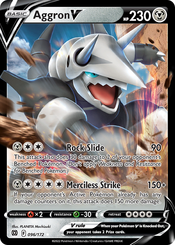 Aggron V 096/172 Pokemon Trading Card - Rare Collectible for Battles & Trading - Perfect for Tournaments, Gifts, and Display