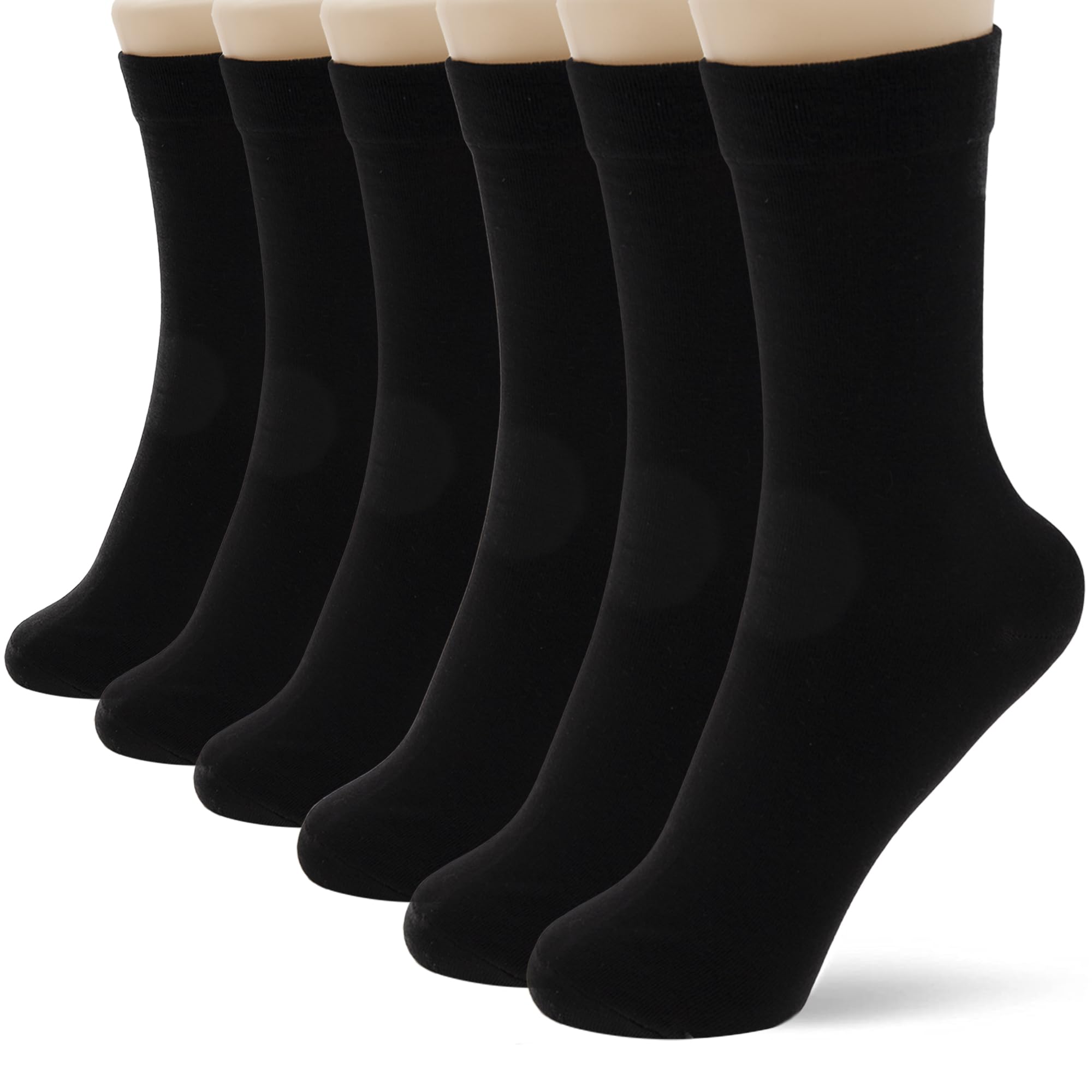 Women's Thin Crew Socks - Soft Cotton Dress Socks for Business & Casual Wear (3-6 Pairs) - Perfect for Office, Travel & Everyday Comfort