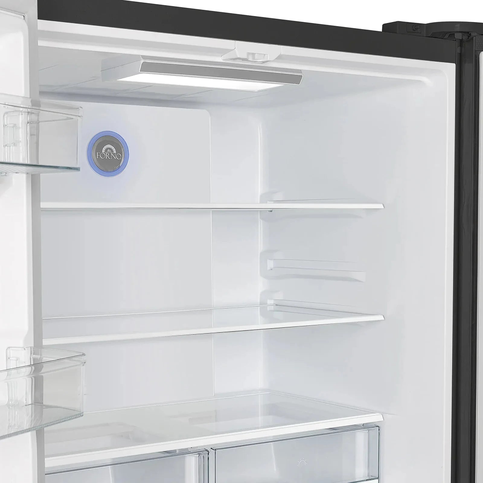 Forno Espresso Moena 36 Inch French Door Refrigerator - Black Stainless Steel with Antique Brass Handles, Energy Star Certified FFRBI1820 36BLK | Perfect for Modern Kitchens & Open-Concept Homes