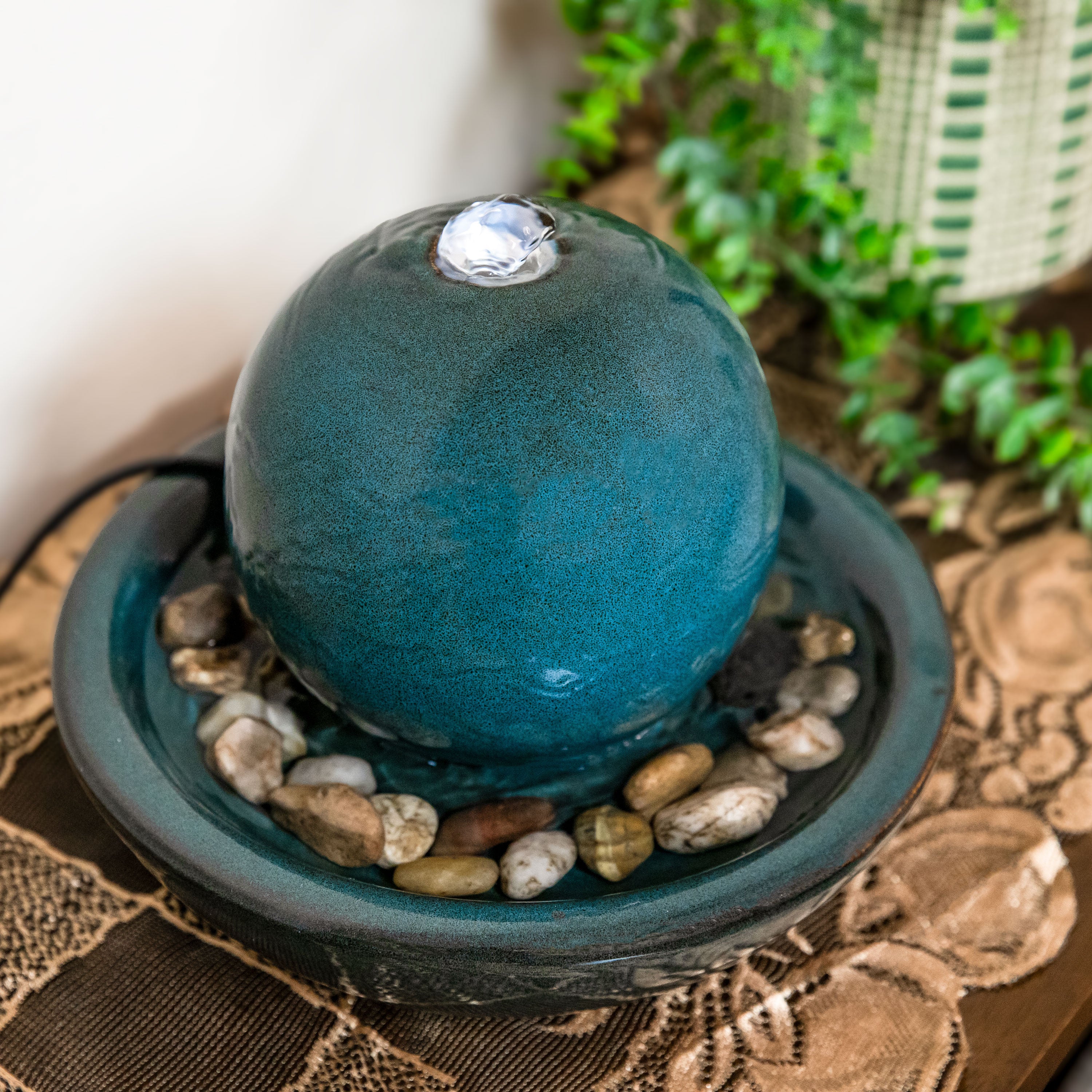 Sunnydaze Indoor Ceramic Tabletop Water Fountain with Orb - 7