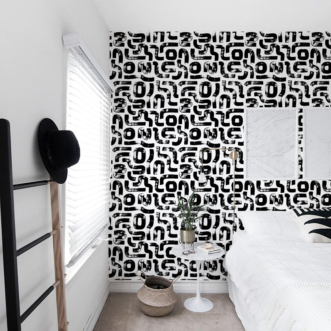 Black and White Striped Wallpaper CC288 - Modern Geometric Peel and Stick Wallpaper for Living Room, Bedroom, or Office Decor