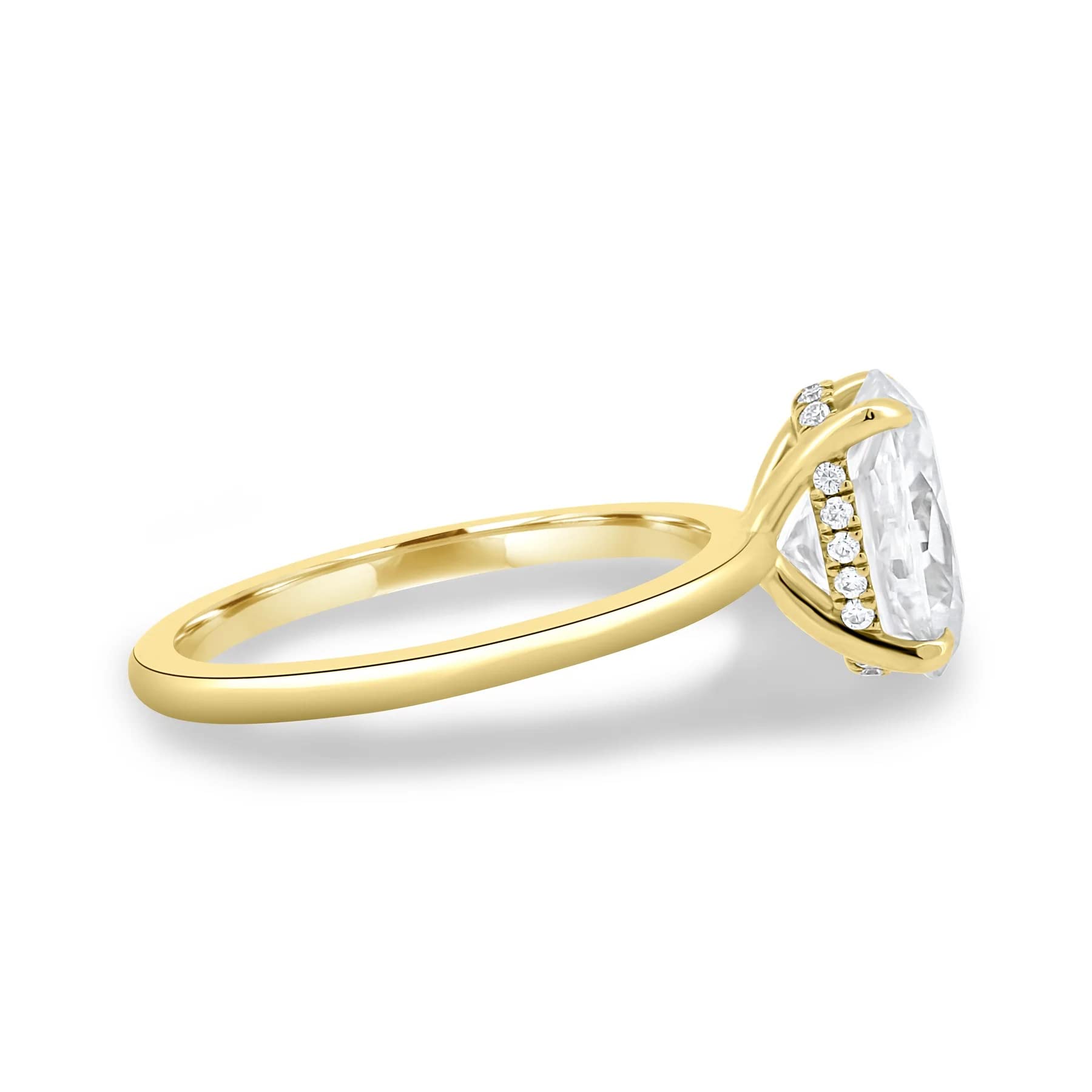 10K 14K 18K Solid Gold & 925 Silver Moissanite Engagement Rings for Women | 2 CT Oval Cut Diamond Wedding Bridal Ring Set | Solitaire Hidden Halo Anniversary Promise Gift (Yellow Gold, 10K) - Perfect for Proposals, Weddings & Special Occasions