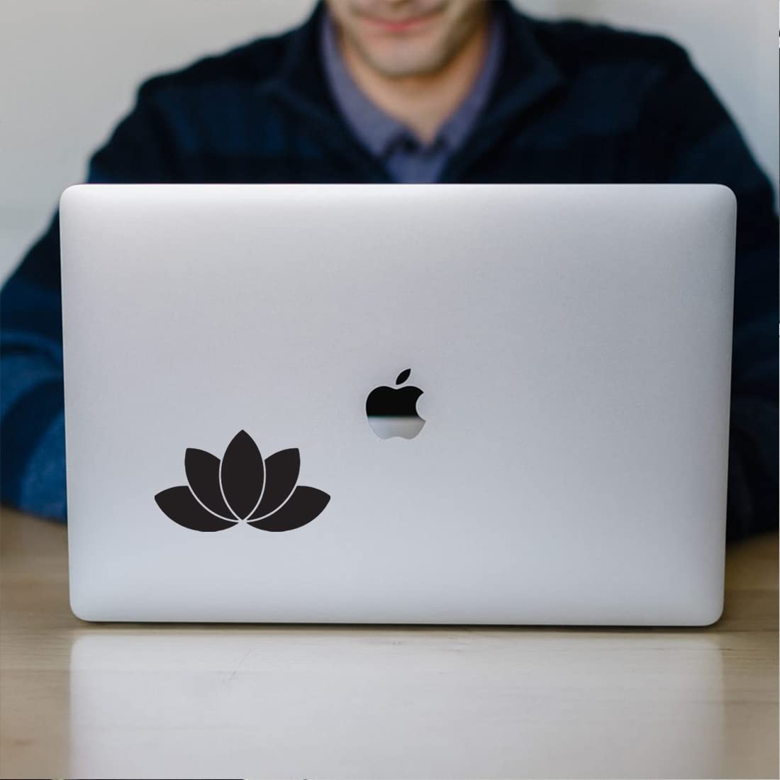 Premium Waterproof Vinyl Decal Stickers - Lotus Flower Design (Black, Set of 2) for Laptop, Phone, Helmet, Car Window, Bumper, Mug, Cup, Door & Wall Decor - Perfect for Personalizing Gadgets and Home/Office Spaces