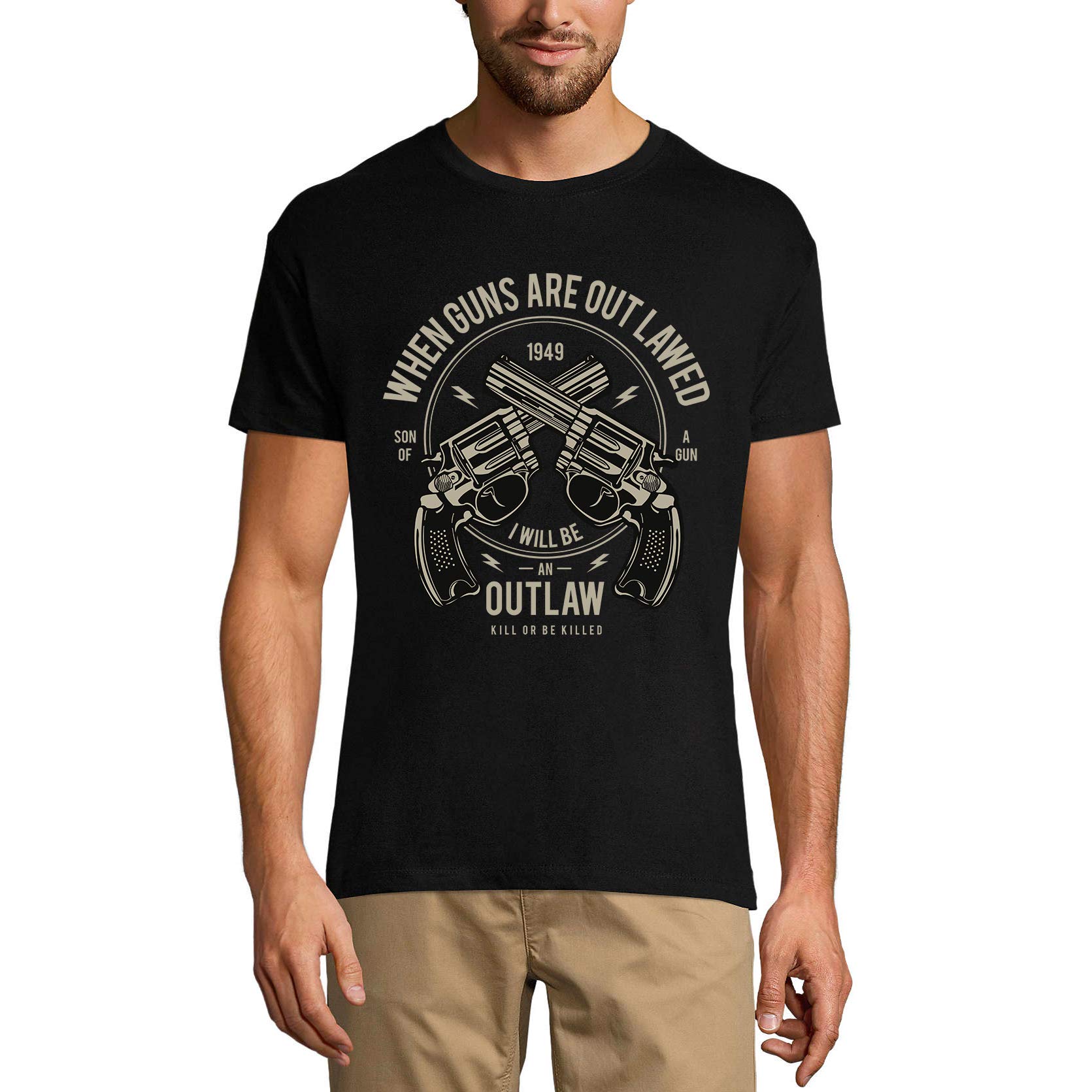 Outlaw Gun Graphic T-Shirt for Men - Vintage Novelty Tee for Birthday Gifts & Casual Wear