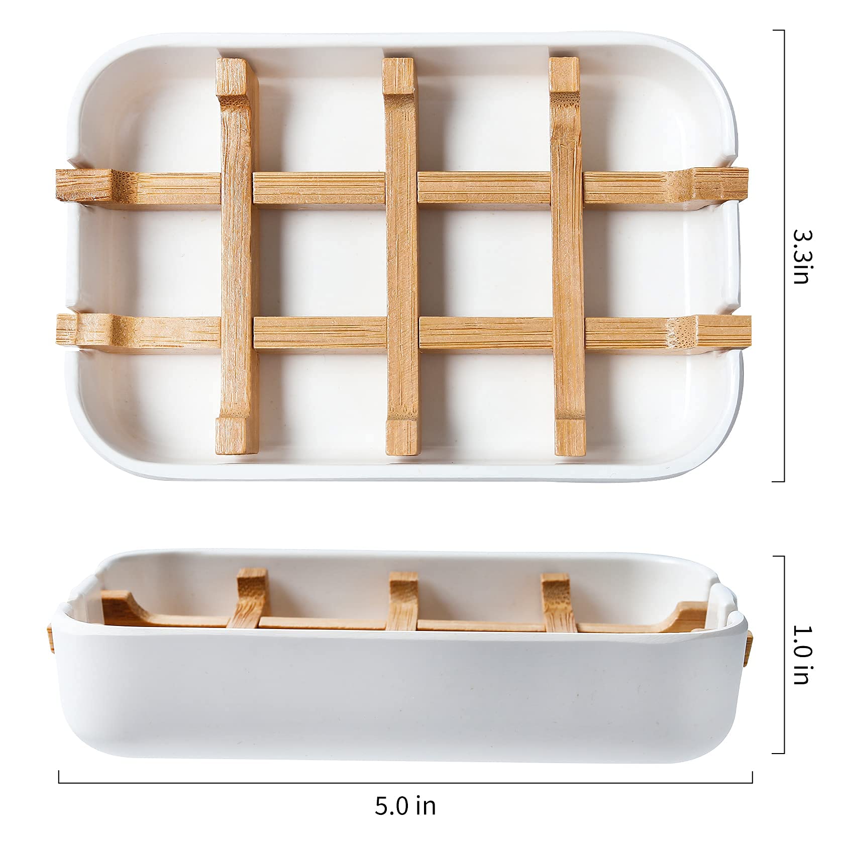 Eco-Friendly Bamboo Soap Dish Holder Set (2-Pack) - Removable Bathroom Soap Tray for Sink Countertop - Perfect for Bathroom, Kitchen & Travel Use