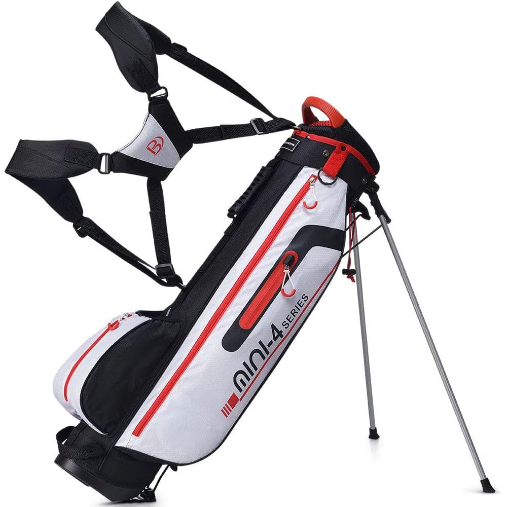 Bennington Mini-4 Stand Golf Bag - Lightweight & Durable Black/White/Red Design - Perfect for Walking the Course & Carrying Clubs Comfortably