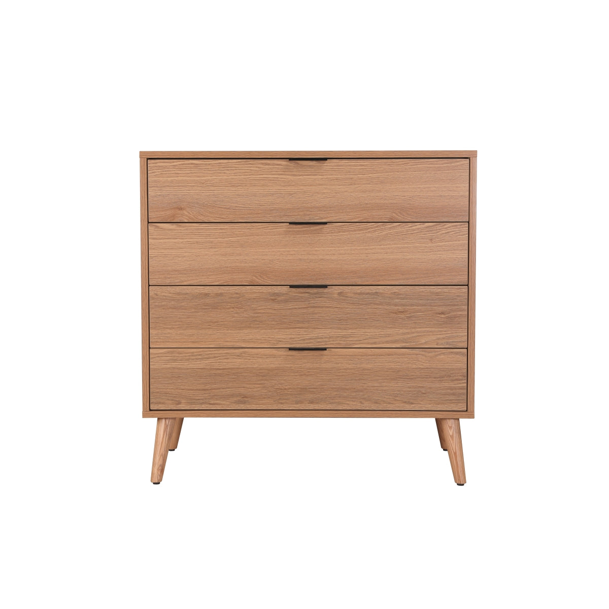 Fletcher Mid Century Modern Tallboy Dresser - Geometric Design Wood Grain Finish - Perfect for Bedroom Storage & Organization