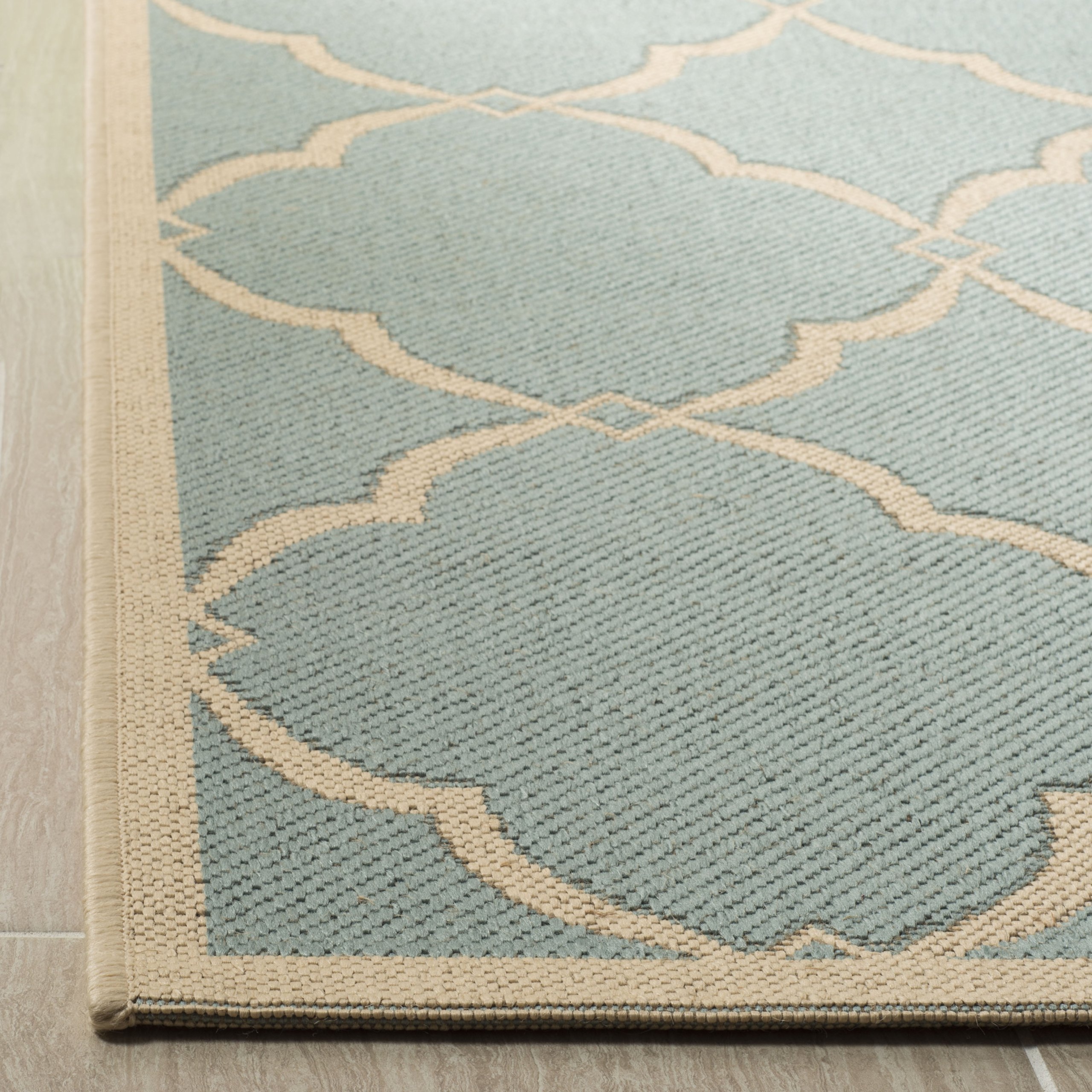 SAFAVIEH Linden Collection 9' x 12' Aqua & Cream Trellis Design Area Rug - Non-Shedding, Easy Care, Washable Indoor/Outdoor Rug - Perfect for Living Room, Bedroom, Patio, Backyard & Mudroom (LND125K)