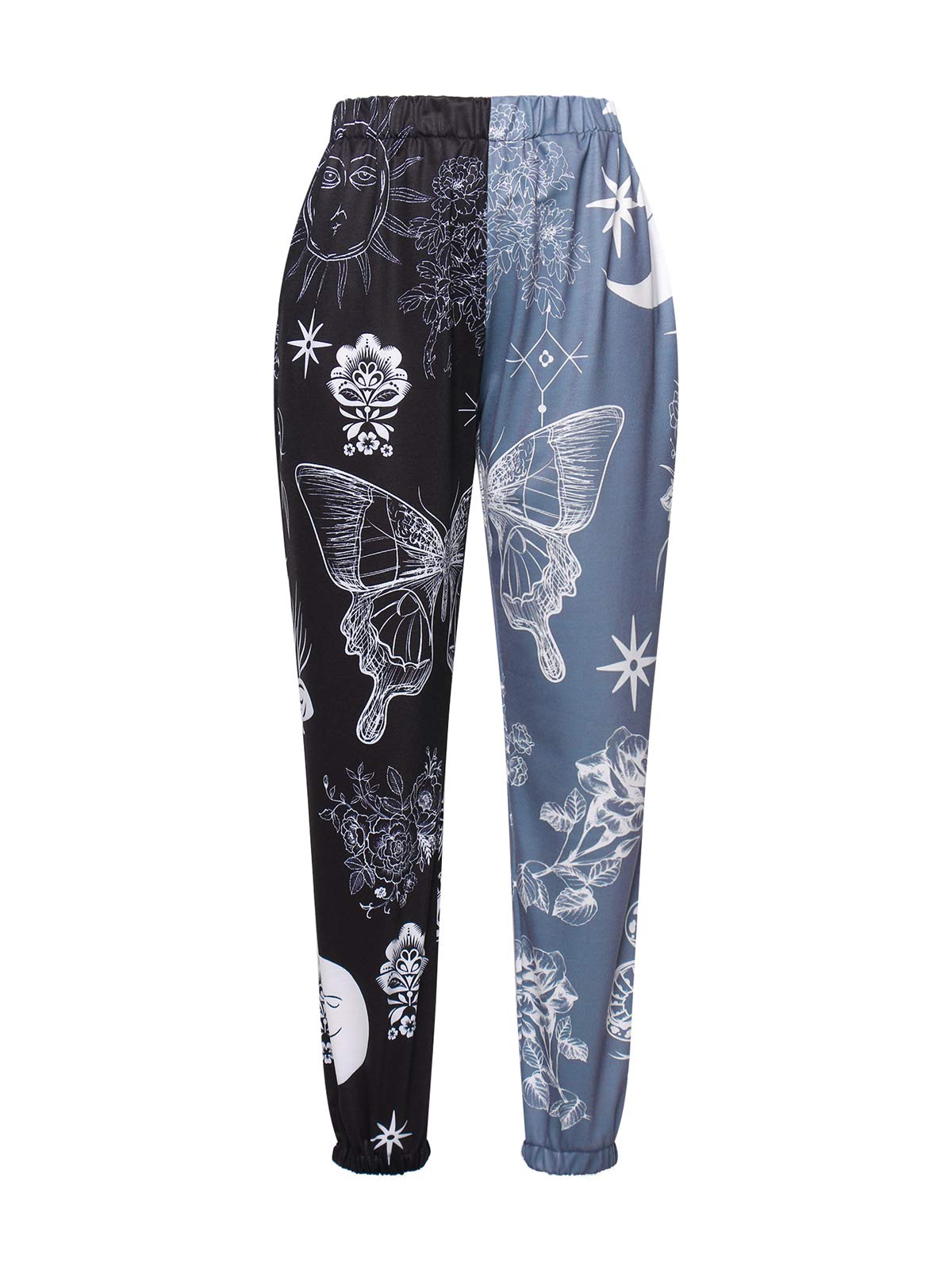 Women's Printed Baggy Sweatpants with Pockets - High Waist Joggers, Contrast Color Athletic Lounge Pants | Perfect for Yoga, Running, Gym Workouts & Casual Wear