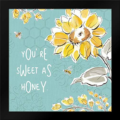 Bee Happy III - 20x20 Black Modern Framed Art Print by Daphne Brissonnet | Wall Decor for Living Room, Bedroom & Office
