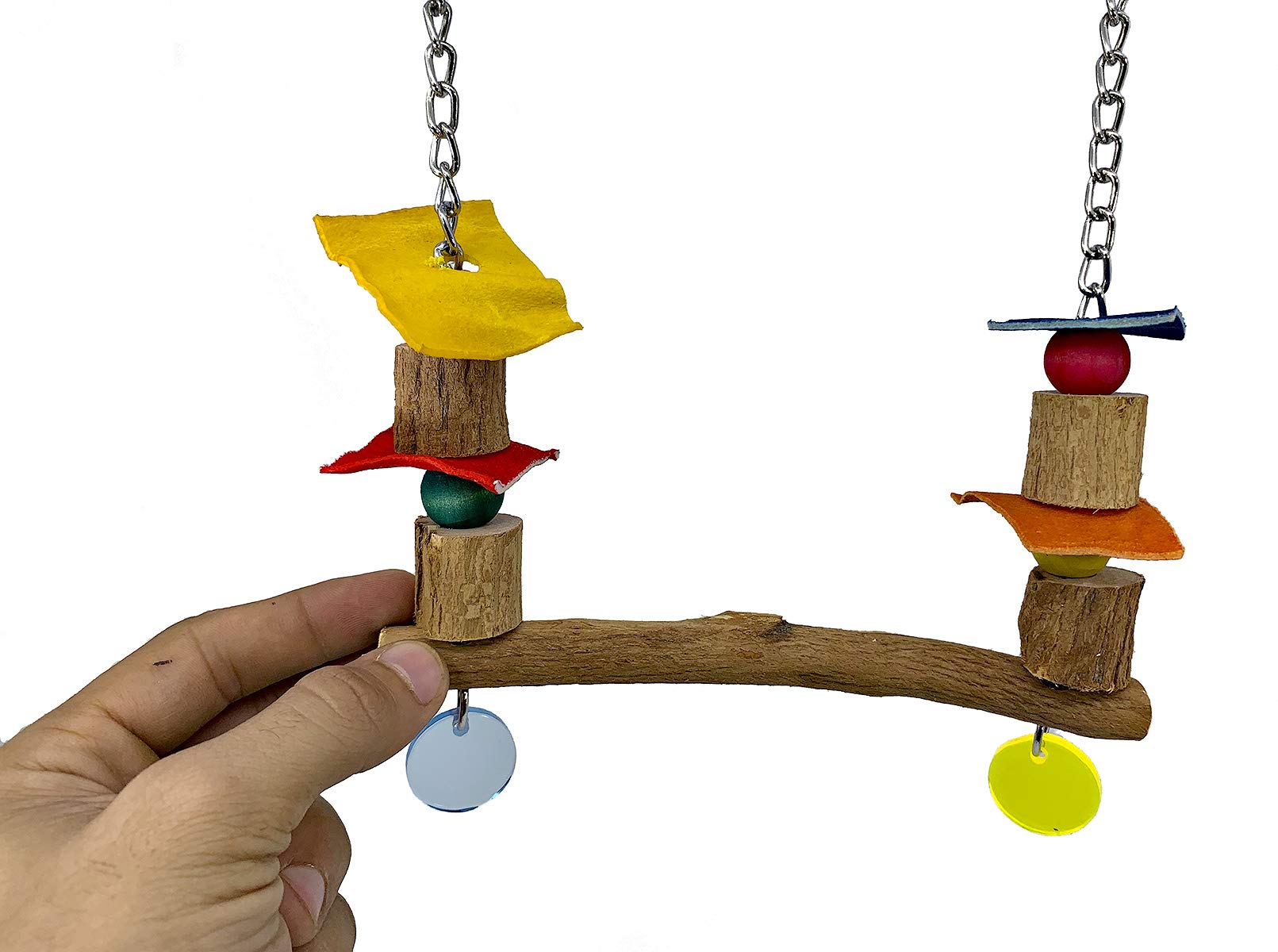 Bonka Bird Toys 3206 Small Chain Swing for Parakeets, Cockatiels & Lovebirds - Colorful Chewable Bird Perch for Cage Play & Exercise