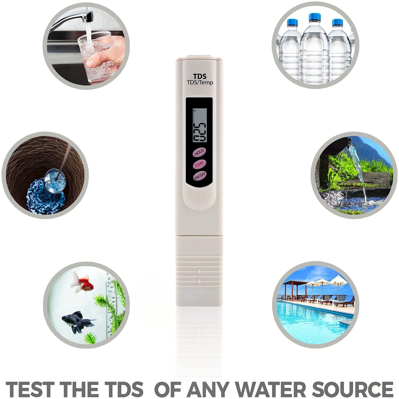 KRPLUS® Digital LCD TDS Meter for RO Water - Accurate TDS/Temp/PPM Tester with Carry Case (Beige) | Essential for Home Water Filtration, Aquariums, Hydroponics & Drinking Water Safety