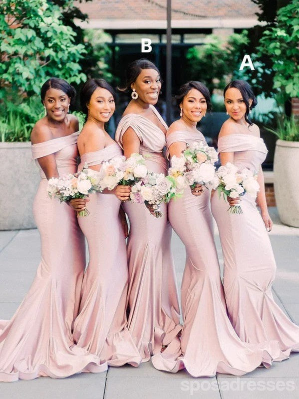 Elegant Mismatched Pink Mermaid Off-Shoulder Maxi Long Bridesmaid Dresses for Wedding Party - WG1858 | Perfect for Beach Weddings, Formal Events & Special Occasions