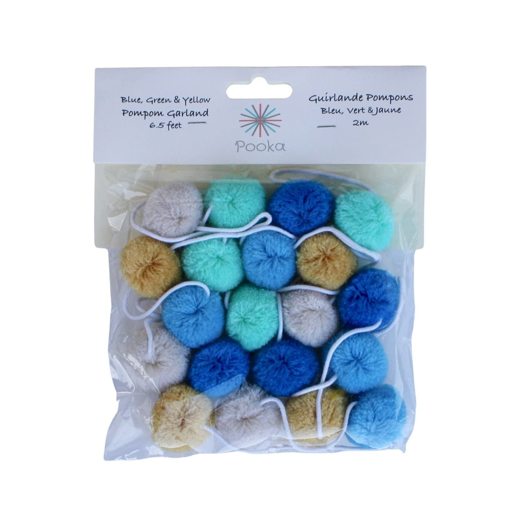 Mint and Blue Pom Pom Garland - Blue Felt Ball Garland for Nursery Decor, Baby Shower, Birthday Party & Home Decoration | Soft Felt Pompom String for Boys Room, Girls Room & Wall Decor