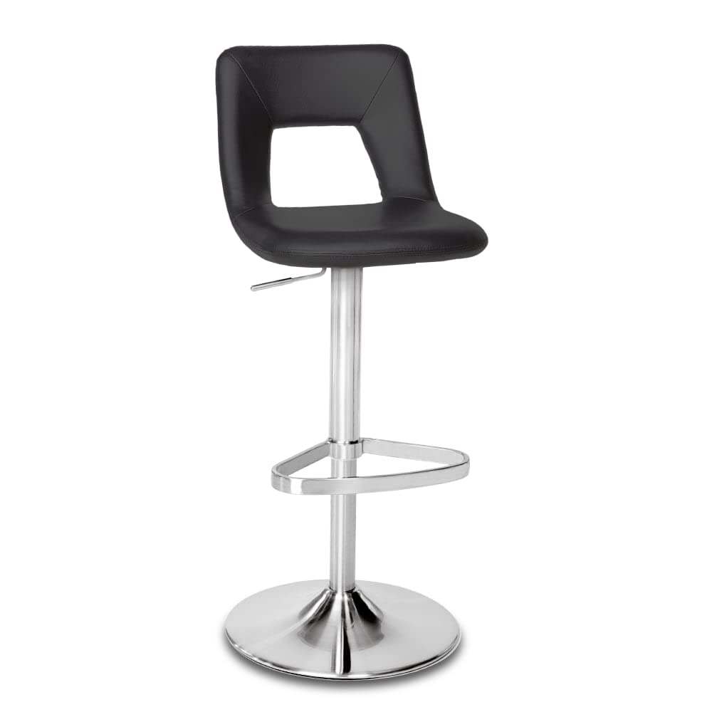 Zuri Furniture Black Jazz Adjustable Height Swivel Bar Stool Without Arms - Modern Kitchen Island & Home Bar Seating for Dining & Entertainment