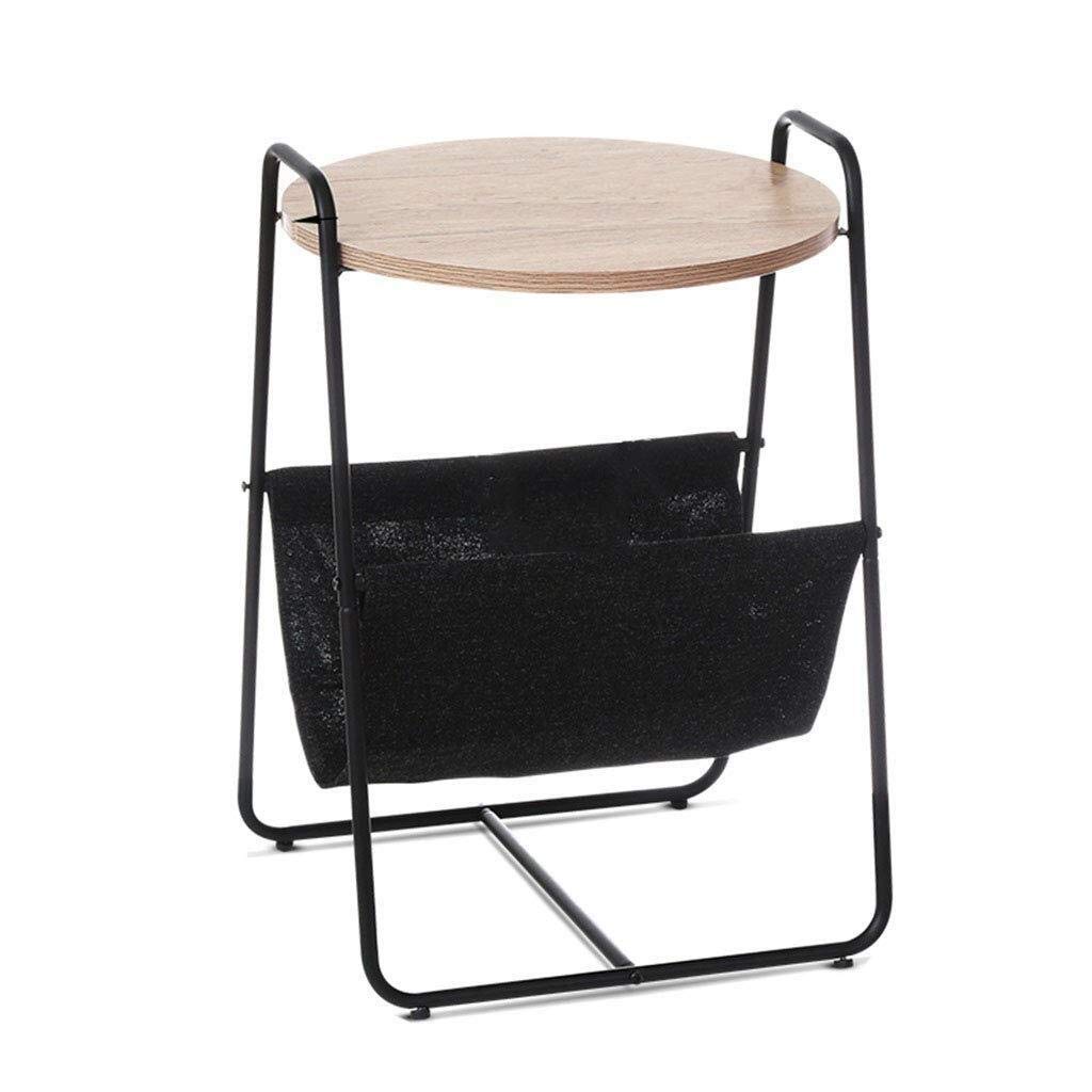 NJYT Black Oval Laptop Tray - Small Round Metal Coffee Table & Nightstand for Living Room, Bedroom - Portable Side Table for Home Office, Sofa, Reading Nook