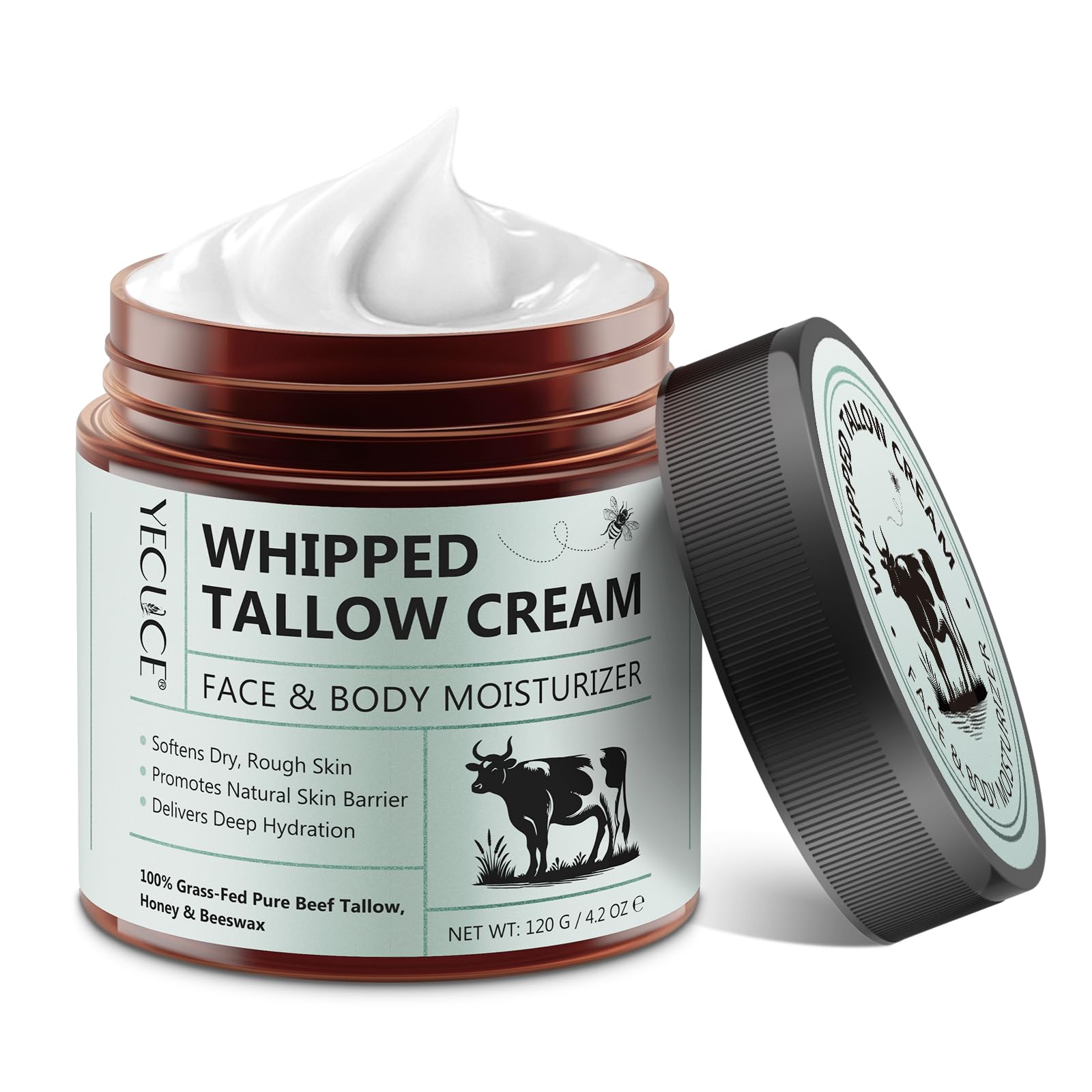 Grass-Fed Beef Tallow Balm with Honey - Deep Hydration for Face & Body - Perfect for Dry Skin Care