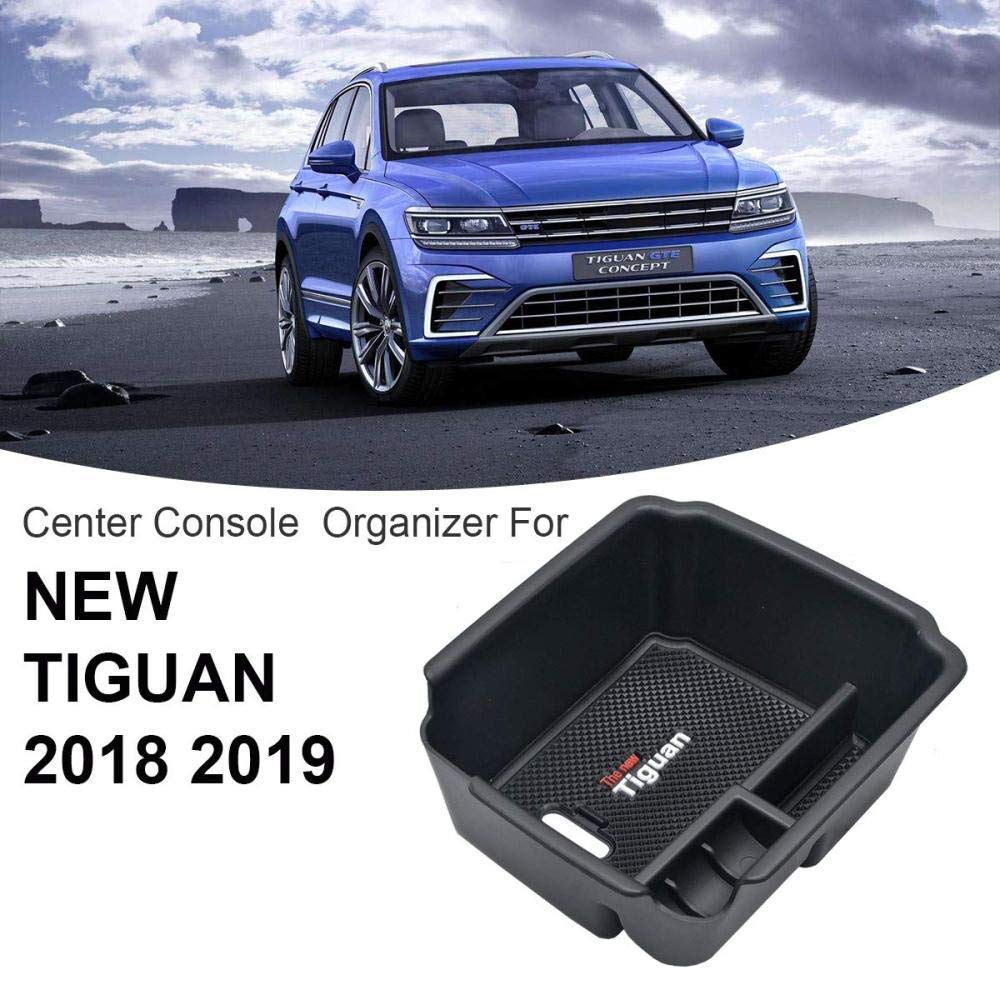 MACHSWON Car Center Console Organizer Tray - Premium Armrest Storage Box for Volkswagen Tiguan 2018-2019 | Secondary Storage Solution for Phones, Keys & Small Items | Perfect for Road Trips & Daily Commutes