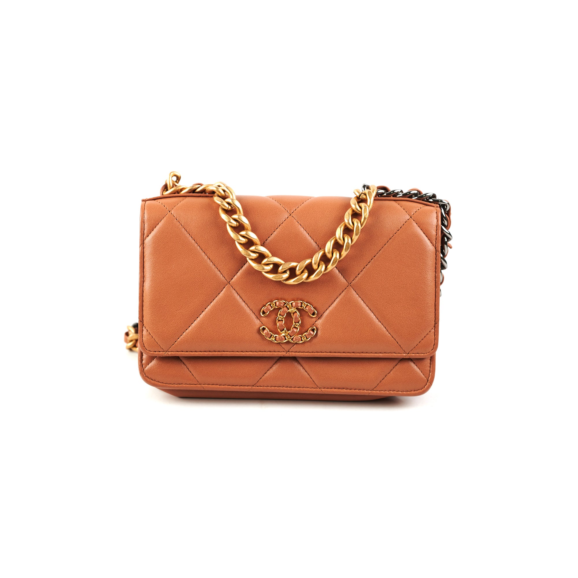 Chanel 19 Wallet on Chain WOC Lambskin Leather Crossbody Bag in Caramel - Perfect for Everyday Use, Date Night & Special Occasions