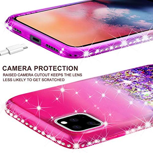 Sparkle Bling Diamond Case for Apple iPhone 13 Pro Max with Tempered Glass Screen Protector - Fashion Protective Cover for Women & Girls (Purple/Pink) - Perfect for Parties, Dating & Everyday Glam