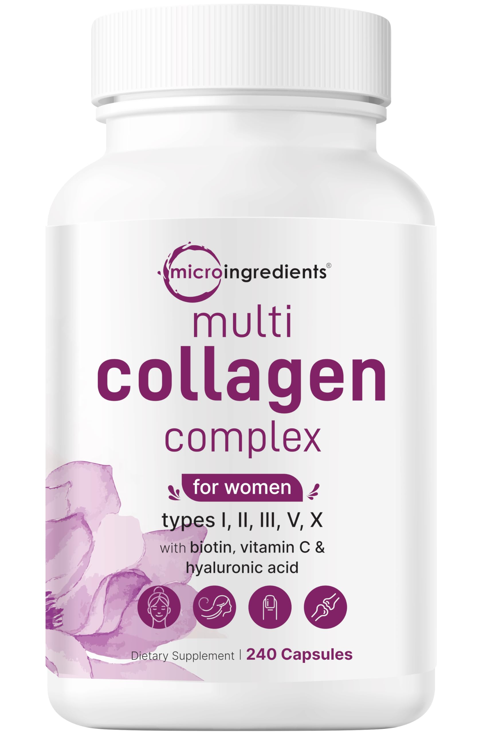 Micro Ingredients Multi Collagen Complex 240 Capsules & Moringa Oleifera 6,000mg (300 Capsules) Bundle | Hydrolyzed Collagen Peptides + Antioxidant Supplement | Supports Skin, Hair & Joint Health | Perfect for Daily Wellness Routine & Anti-Aging