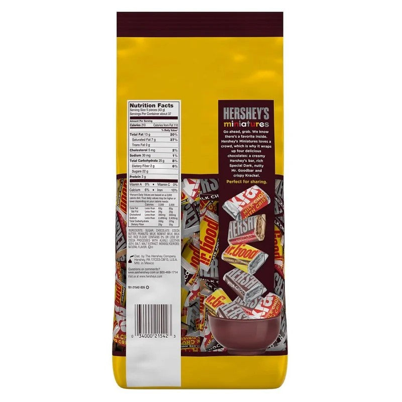 Hershey's Miniature Chocolate Bars Assorted Variety Pack - 56oz Bulk Bag | Perfect for Halloween, Christmas, Party Favors, Gift Baskets & Office Snacks