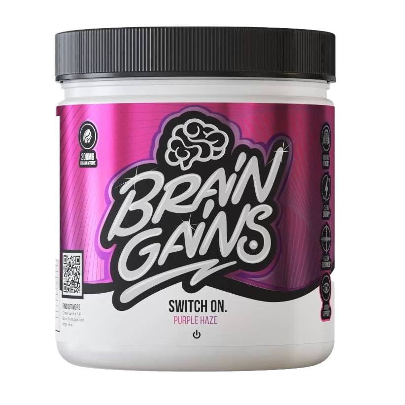 Brain Gains Switch On Purple Haze 225g - Premium Nootropic Supplement for Focus & Memory - Perfect for Studying, Gaming & Work Performance