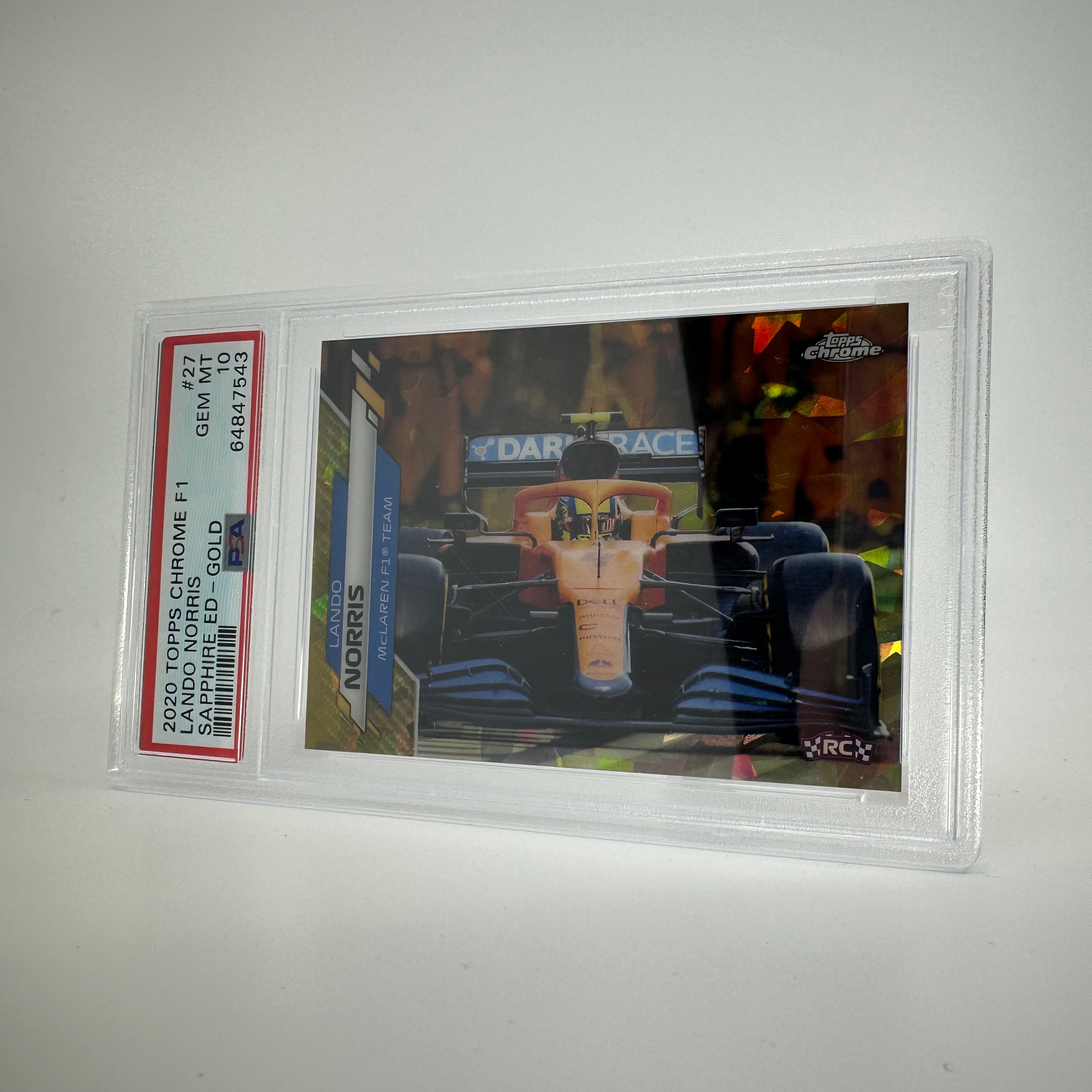 2020 Topps Chrome F1 Lando Norris #27 PSA 10 Sapphire Gold Rookie Card 26/50 - Perfect for F1 Collectors, Racing Fans, and Sports Memorabilia Enthusiasts