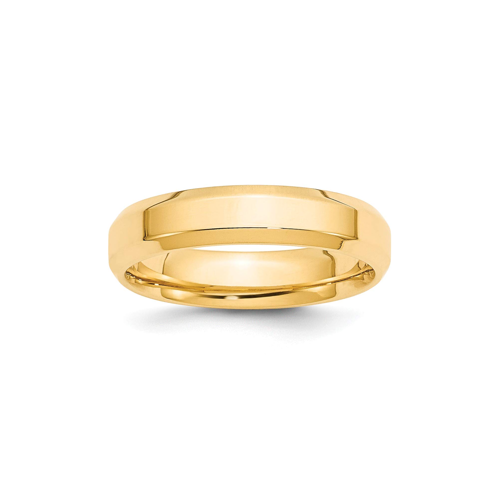 14K Yellow Gold 5mm Bevel Edge Comfort Fit Ring - Size 7.5 for Women