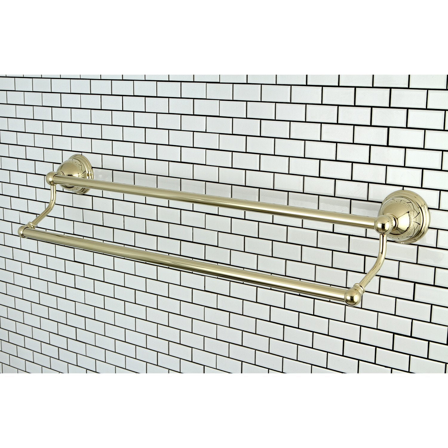 Polished Brass 24-Inch Double Towel Bar - Heavy Duty Bathroom Towel Rack BA3963PB for Modern Home & Spa Decor - Perfect for Bathrooms, Guest Rooms & Luxury Hotels
