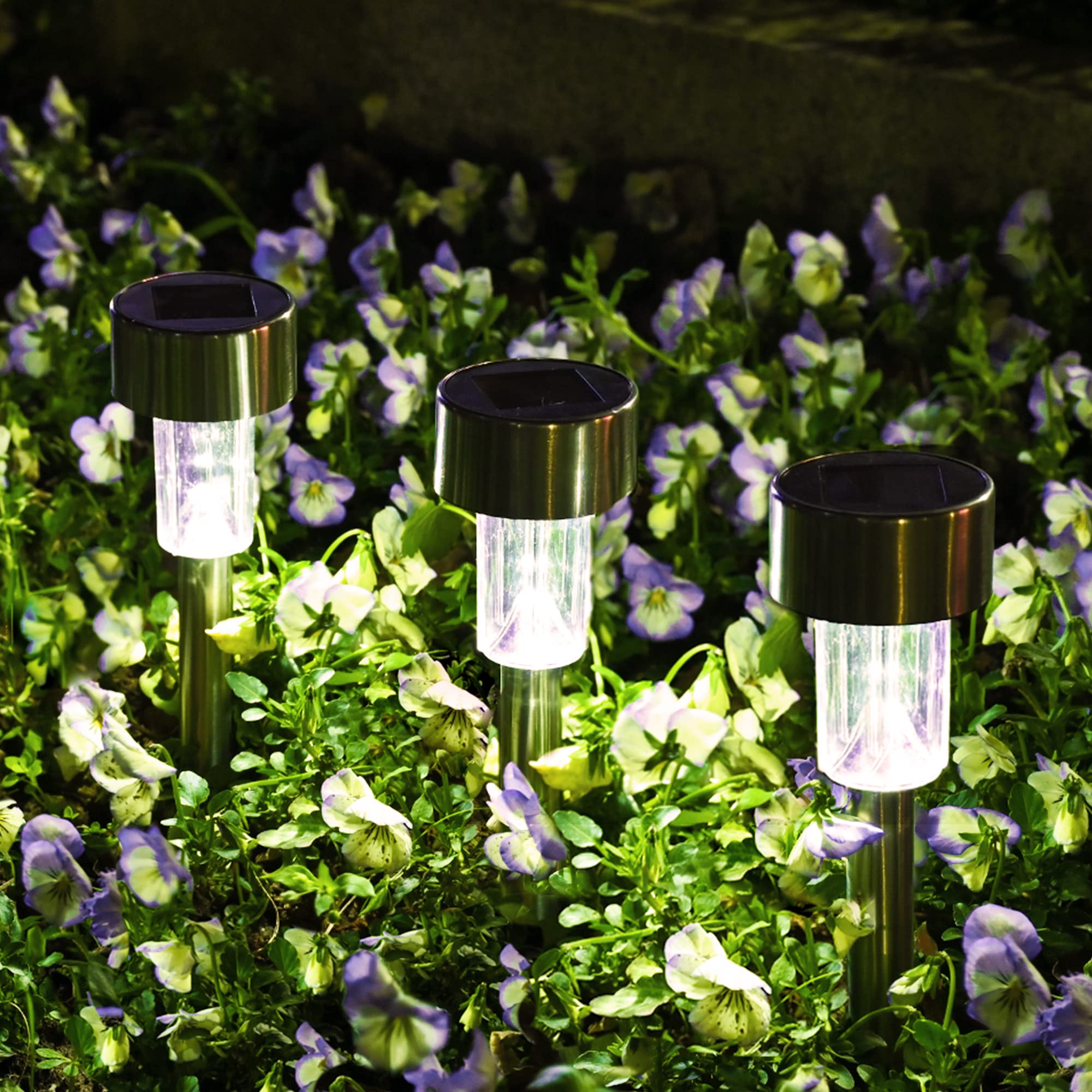 SOLPEX 12 Pack Solar Pathway Lights Outdoor, Waterproof Stainless Steel LED Landscape Lighting for Walkway, Garden, Patio, Lawn, Yard, Driveway - Cold White | Energy-Efficient Solar Walkway Lights for Nighttime Safety & Ambience