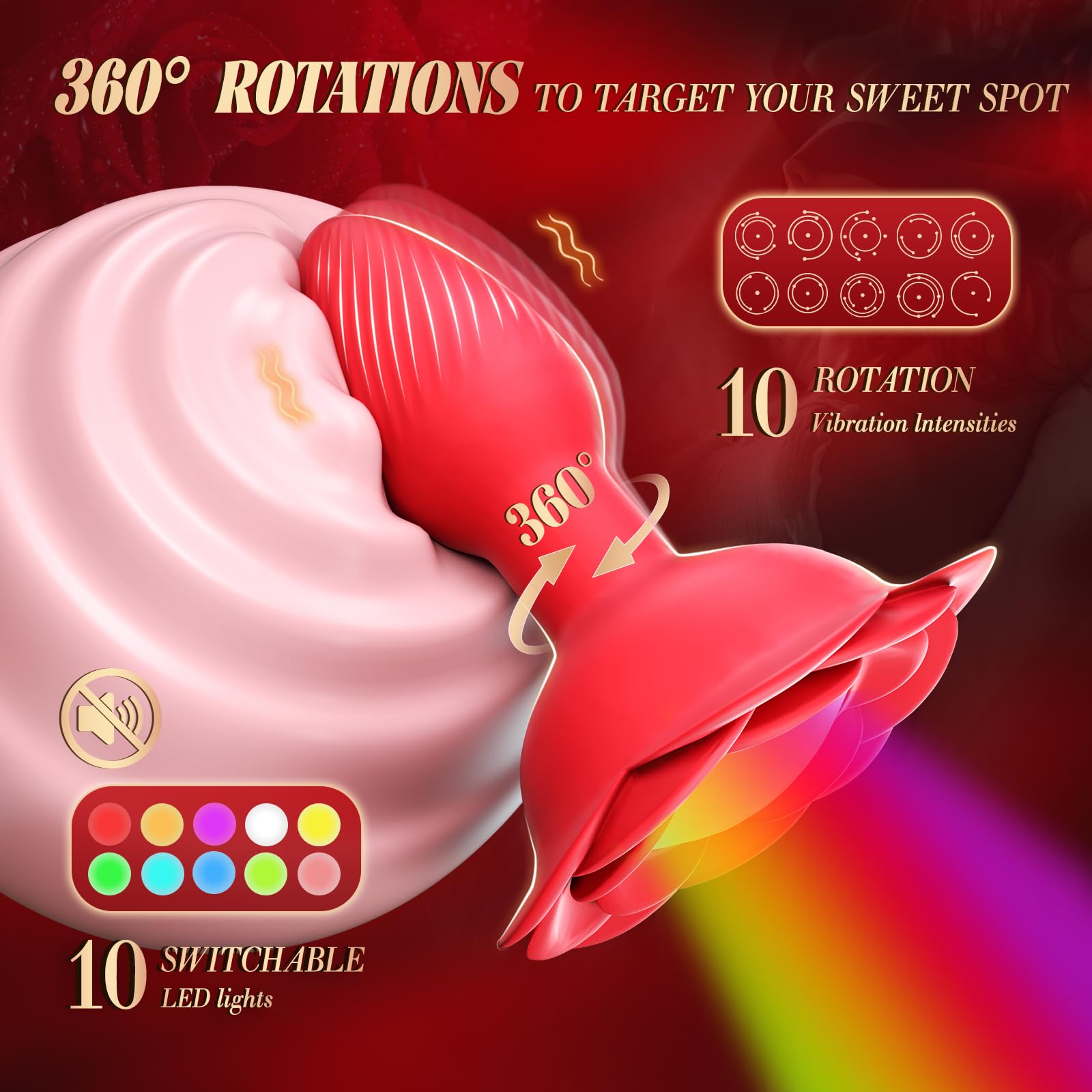 360° Rotating Anal Plug with Remote Control - 10 Vibration & Rotation Modes for Women & Couples | Rose-Shaped Prostate Massager & Vibrating Butt Plug for Enhanced Intimacy & Pleasure | Perfect for Couples Play, Solo Exploration & Sensual Massage