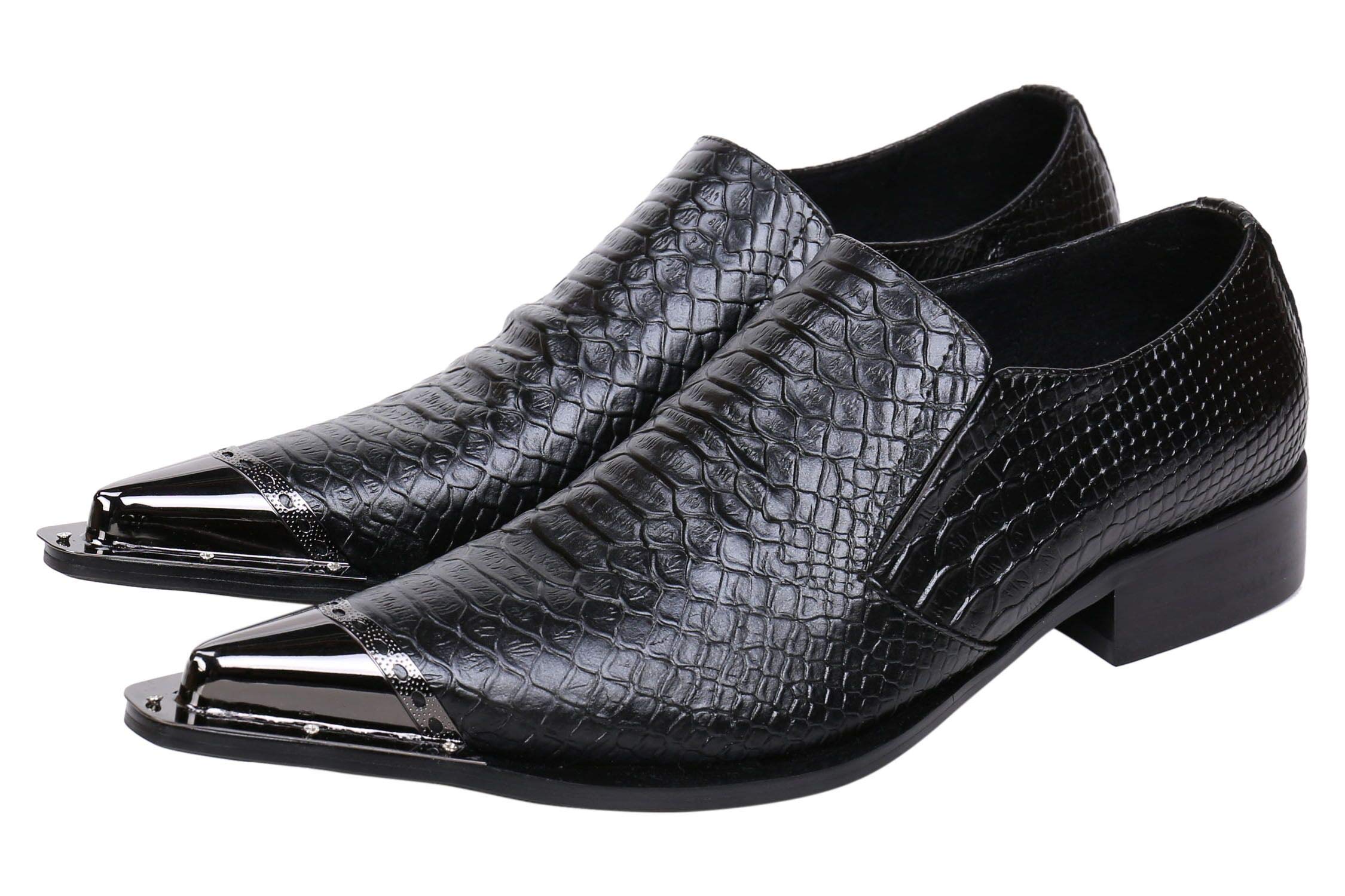 Stylish Santimon Men's Leather Loafers - Pointed Toe Western Embroidery Dress Shoes for Business & Casual Wear | Perfect for Office, Parties & Western Events