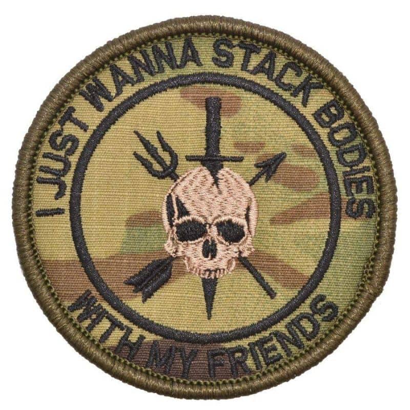 Funny 'I Just Wanna Stack Bodies With My Friends' Embroidered Patch - Perfect for Jackets, Backpacks & Gaming Gear Accessories