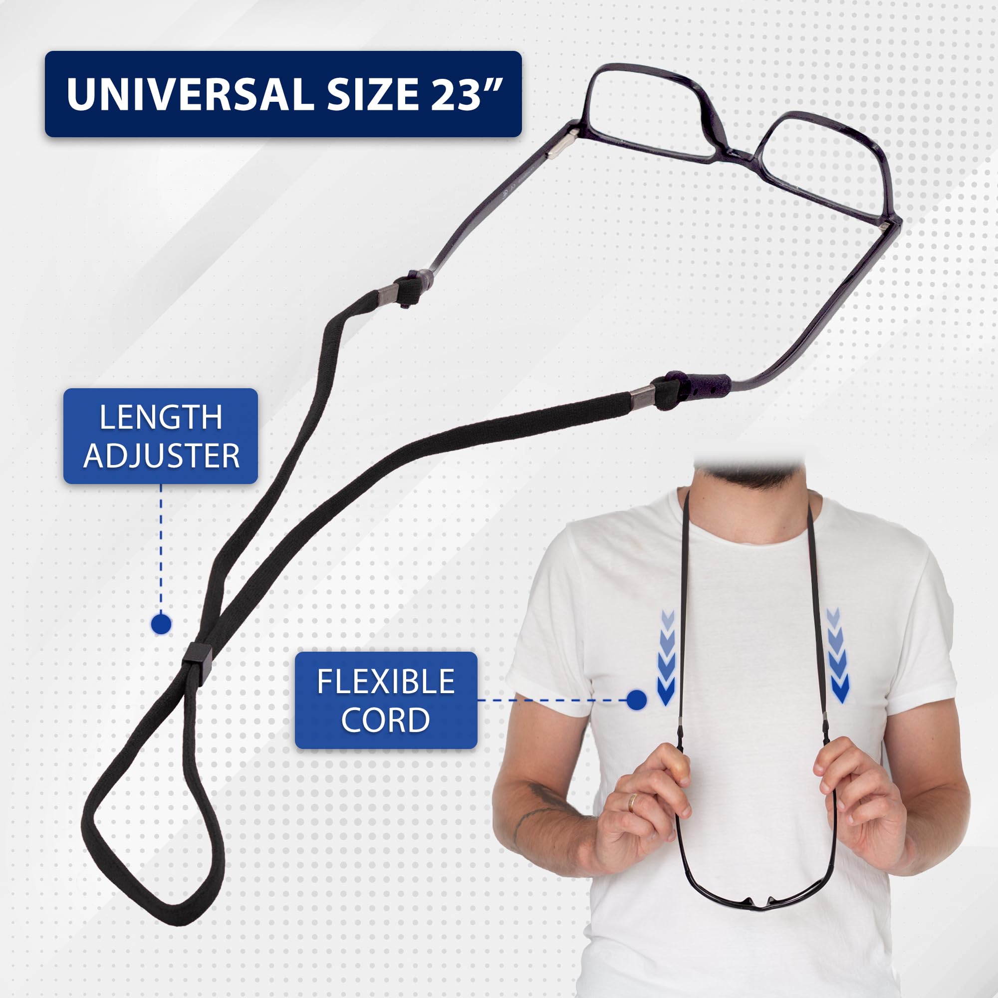 SIGONNA Anti-Slip Eyeglass Holder Neck Strap - Adjustable Glasses Lanyard for Men & Women - Secure Sunglasses Holder with 4 Cords - Perfect for Sports, Reading & Outdoor Activities